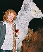 Chris Rankin with Buckbeak the Hippogriff