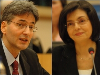 Leonard Orban (Romanya) ve Meglena Kuneva (Bulgaristan)