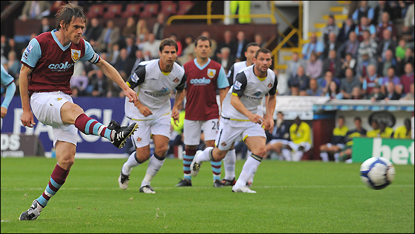 Graham Alexander scores a penalty against Sunderland in a Premier League fixture.