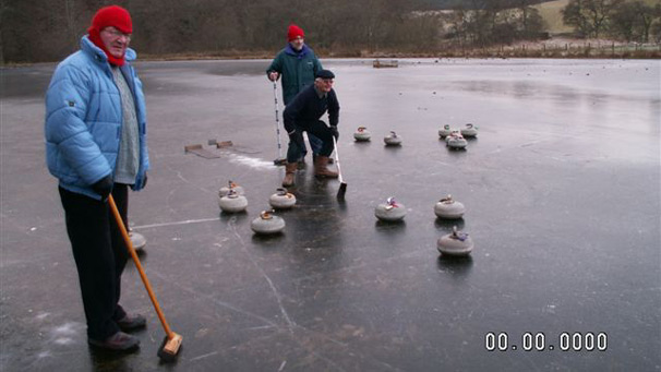 Curlers on a frozen pond