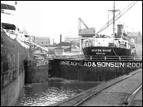 A dry dock at Readheads, 1960s. Image: John Bage