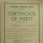 Certificate of Merit given to Edward Anthony Tucker a pupil of Landscove School near Staverton.