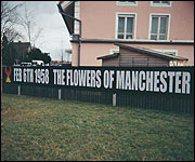 banners at the memorial site in Munich