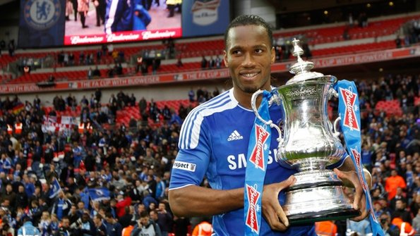 Didier Drogba celebrates winning the FA Cup
