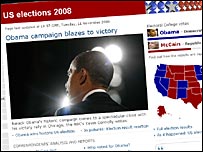 Screengrab of BBC US election page