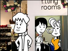 Tim, Helen and Alice clothes shopping