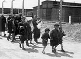 Children on their way to the Auschwitz gas chamber