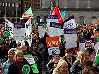 Striking council workers, Victoria Square