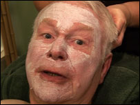 Colin Slater has a facial