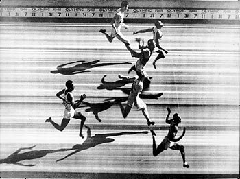 Photo-finish of the 100m final in 1948
