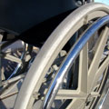 Close-up image of a wheelchair wheel