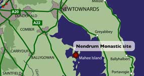 Map showing the location of the Nendrum Monastic Site