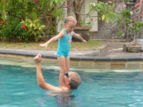 Tehya and Gavin in the pool