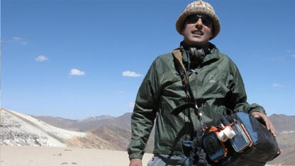 Zubin with his kit in the Andes
