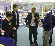 Richard Martin from BBC Essex interviews students