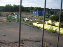 The Persimmon site where children play in the rubble.