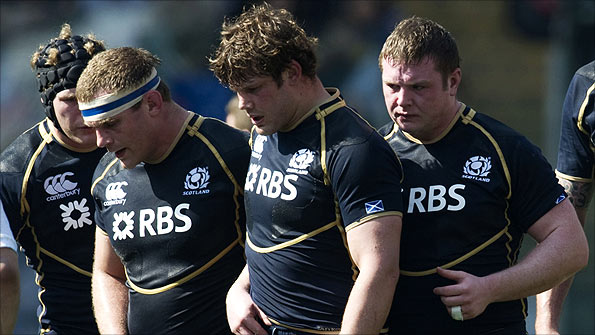Scotland players following the Six Nations defeat by Italy
