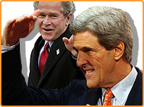 سینیٹر جان کیری اور صدر جارج بش