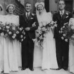 Wedding of Leslie Perry to Muriel in August 1939 in Luton. War was declared a week later so they could not go on their honeymoon on the Isle of wight. The man in glasses is Leslies brother Eric - he was best man.