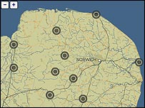 Map of the Ten Town Tour 2008