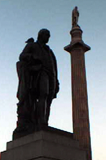 Statues of Burns and Scott in Glasgow