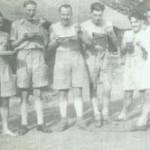 Mr Richards (fifth from left) in Nigeria, the picture was taken on his birthday.