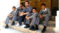 David Baddiel and pupils