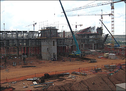 Soccer City under construction