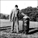 Percy Nutting holds one of four unexploded bombs dropped in the Grange Road area of Rusthall late evening October 4th 1940