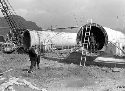 Pibellau dur Penstock.