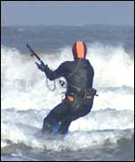 Surfer about to take off