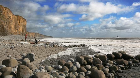 View of beach at Llanwit Major, Wales