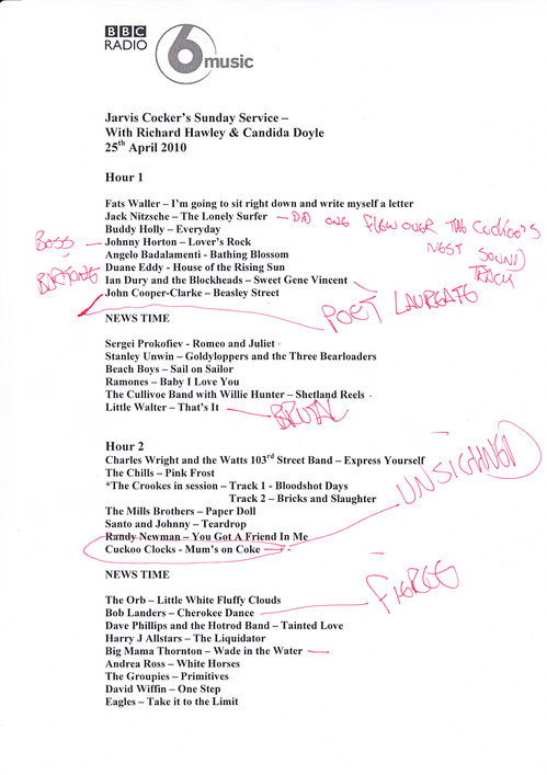 Richard Hawley set list