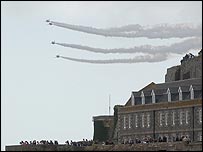 The Red Arrows over Castle Cornet