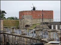 Guns once sat on these raised platforms.