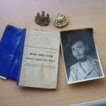 W.O.1 and Conductor R.A.O.C Warrent officer badges. Indian driving licence and sweat staind paybook.