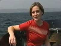 Amanda Parr in a boat