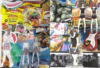 Chilli pepper skirt & black/rainbow nini dress