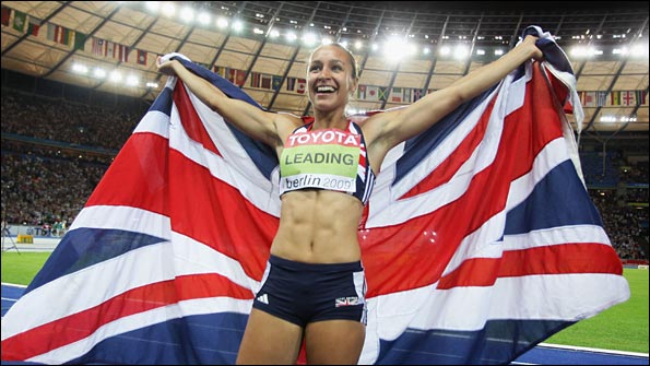 Jessica Ennis celebrates her win