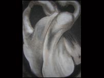 Drawing of pepper with chalk and charcoal