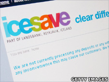 Screenshot of Icesave website