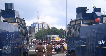 A police blockade against students protest (file photo by Elmo Fernando)