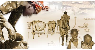 Getting their daily water supply around the world, people and animals. Sometimes the journey to the water source is long and tiring. 