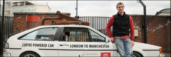 Jem and his coffee-powered car