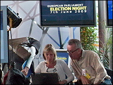 Journalists watching results come in, European Parliament