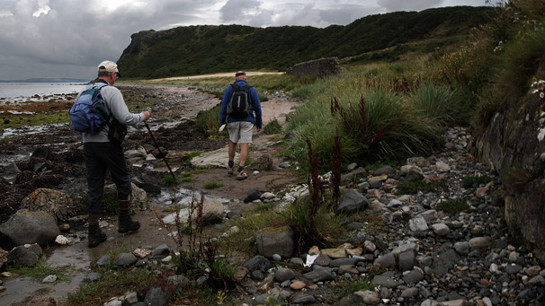James and Paul walking at the Heads of Ayr