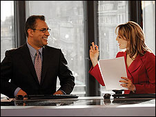 BBC Persian TV presenters Nader Soltanpour and Famaz Ghazizadeh