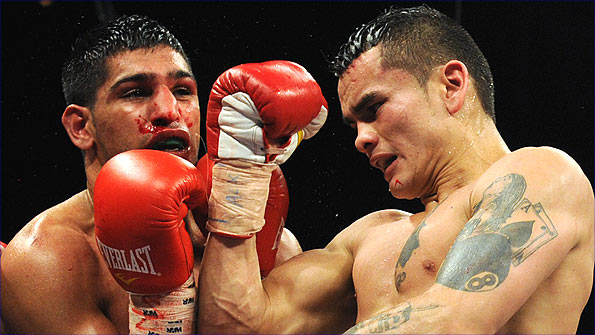Amir Khan (left) and Marcos Maidana