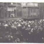 Dads workroom under clock. Lads playing bingo in lift well. HMS Eagle