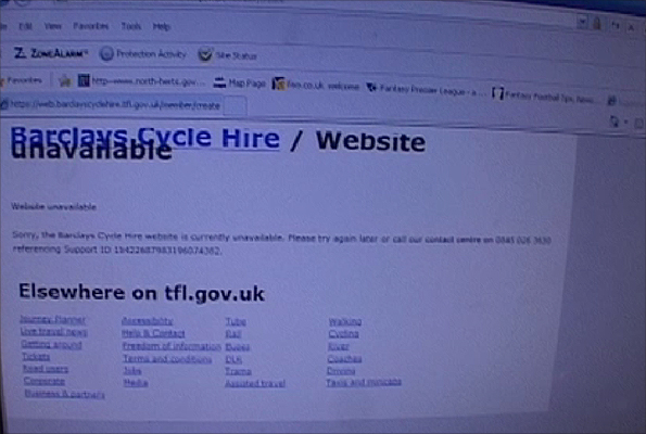 Bike Hire website unavailable